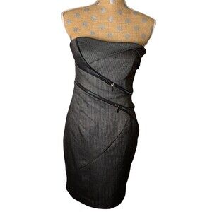 bebe Y2K Women Herringbone Strapless Bodycon Dress Sz 6 Bodycon Party Sexy